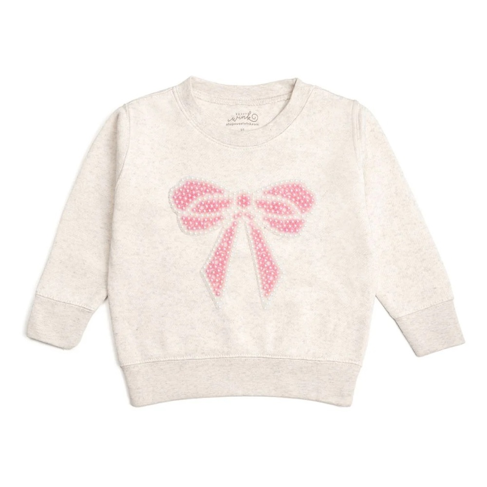 🤍 PEARL BOW PATCH SWEATSHIRT - NATURAL